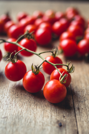 Fresh Tomato cherry in basketの写真素材