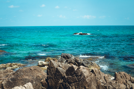 Blue sea background on sunny dayの写真素材