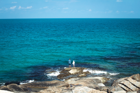 Blue sea And rocks in samui islandの写真素材