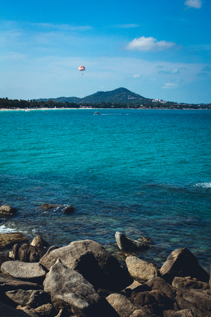 Blue sea And rocks in samui islandの写真素材