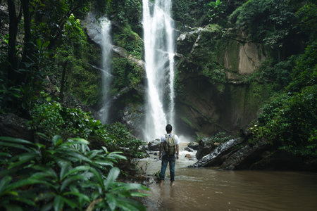 Waterfall Waterfall in nature travel mok fah waterfallの写真素材
