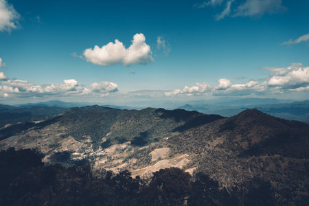 Sky and mountain views landscape Blue toneの写真素材