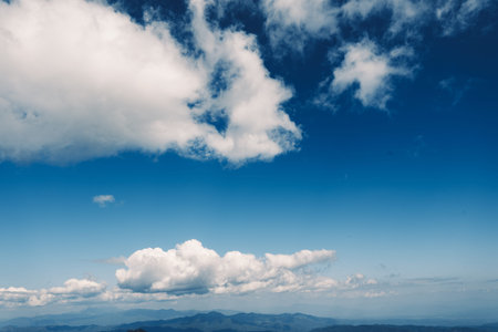 Sky and mountain views landscape Blue toneの写真素材