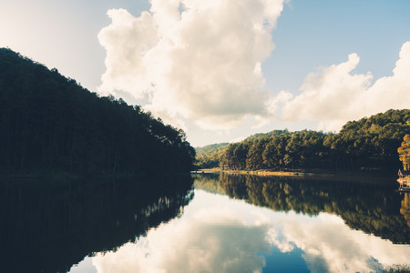 Lakes and forests Pang Ung In the eveningの写真素材