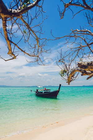 Travel to the sea and island by long tail boat Of Thailandの写真素材