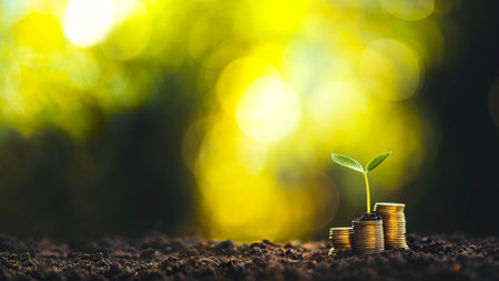 Growing Money - Coin And trees Natural green background