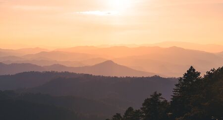 Beautiful mountain in the evening-Beautiful light and colorの写真素材