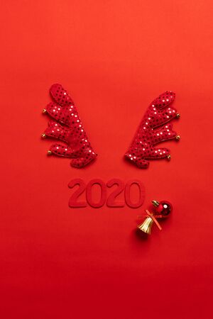 Merry Christmas,Red christmas decorations And the new year 2020  red Whiteの写真素材