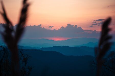 Sunset-Mountain in the evening,Mountains and evening sunの写真素材