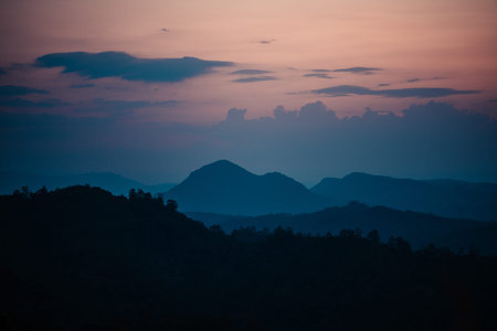 Sunset-Mountain in the evening,Mountains and evening sun