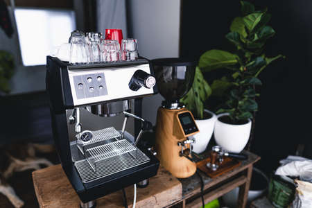 Coffee and coffee maker in the houseの写真素材
