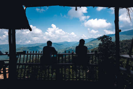 Beer poured into glasses in the barの写真素材