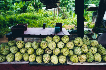 Street fruit and vegetable market Fresh seasonal fruits and vegetables