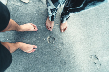 Sea view from the island,Coconut trees on the island and the blue seaの写真素材