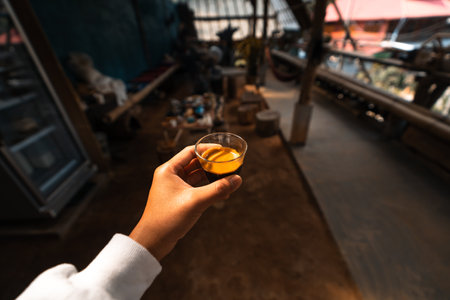 Hot Drink Espresso coffee from the machineの写真素材