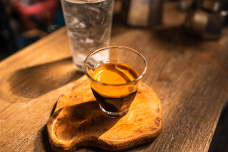 Hot Drink Espresso coffee from the machineの写真素材
