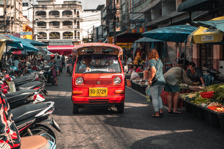 Market tour,Fresh markets and old buildings in Southern Thailandのeditorial素材