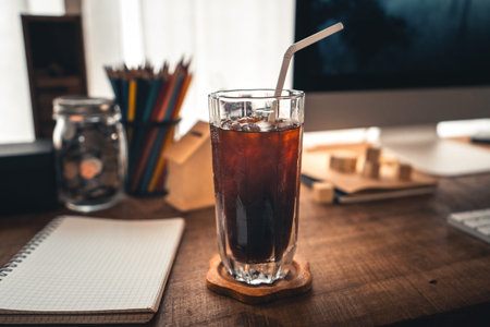 The squares of wood are stacked on top of each other on the workbench.の写真素材