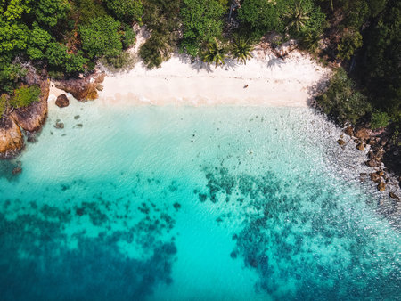 Aerial view Islands thailand,Sea view, beach on the island, tropical sea island