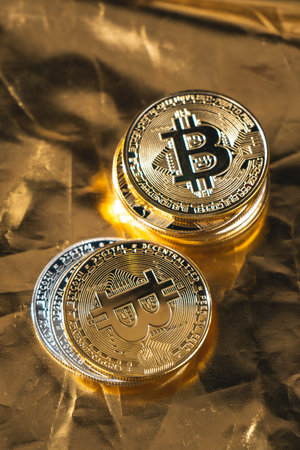 Cryptocurrency golden bitcoin image for crypto currency