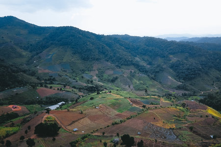 village in the mountains in asia  and agricultural area