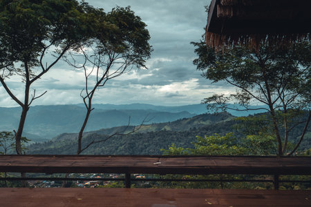 Mountains and villages on the hill,natural sceneryの写真素材