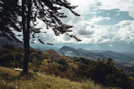 Mountains and villages on the hill,natural sceneryの写真素材
