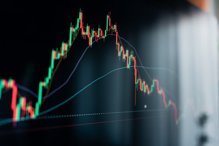 Crypto coins and graphs in the computer screen,trade at home
