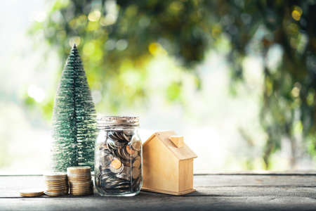 Save money for home,Home insuranse Concept,nature light and backgroundの写真素材