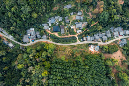 landscape, summer scenery on the mountain in the evening,high angleの写真素材