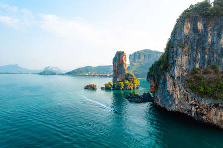 Beautiful view of the seaside town at Krabi in the morning.の写真素材