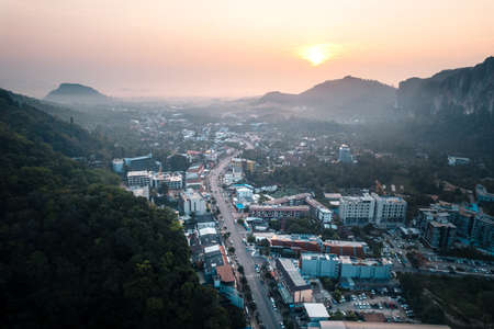 Beautiful view of the seaside town at Krabi in the morning.の写真素材