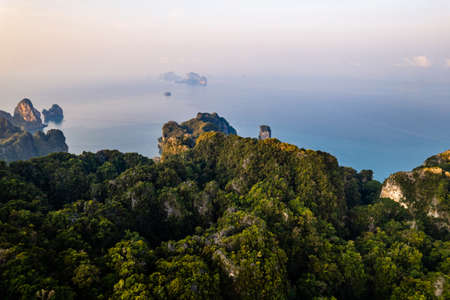 High angle mangrove forest and canal water at Krabiの写真素材
