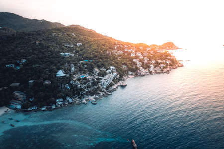 The sun rises in the morning at the sea on the island,Koh Taoの写真素材