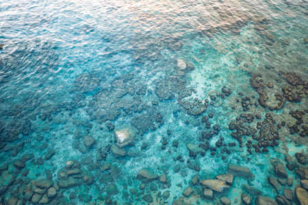 Crystal clear blue water at tropical islandの写真素材