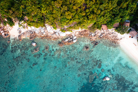 Crystal clear blue water at tropical island