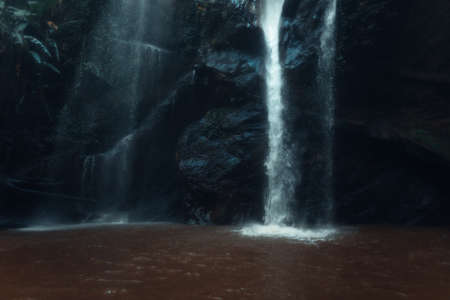 waterfall in the tropical forest in the rainy season,Mok Fa Waterfallの写真素材