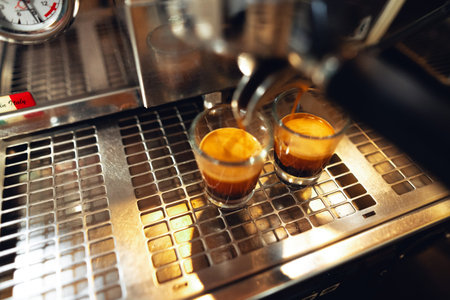 espresso shot pouring out of machine