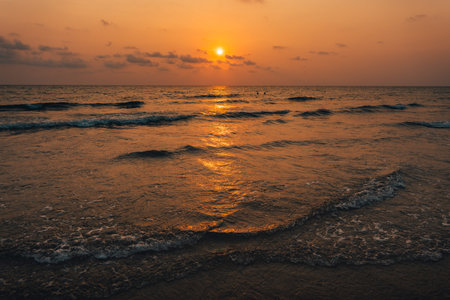 landscape with sea sunset on beach in koh chang