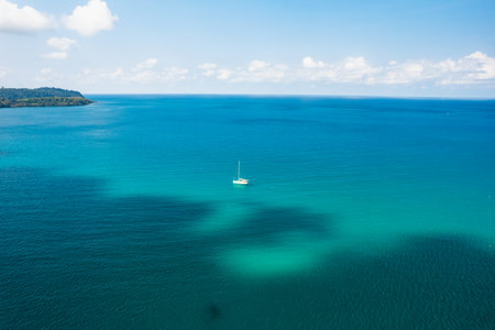 Clear blue sea on the island from above,kohkoodの写真素材