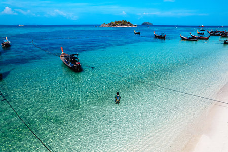 Beach and clear water at Koh Lipeの写真素材