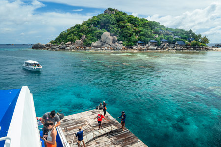 Summer Island Tourist Pier and Diving Site, Koh Nang Yuan Pier, Thailandの写真素材
