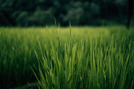 Green fields, plants in the green fields