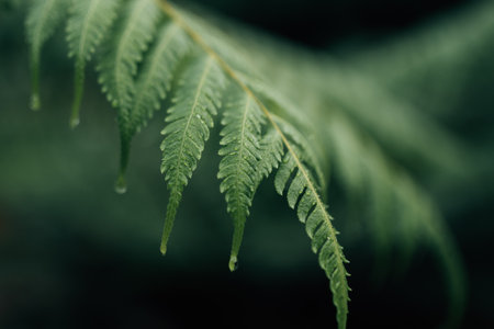 Fern in the morning green hand of natural leavesの写真素材