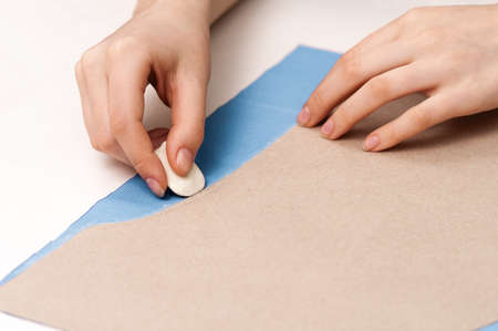 stroke patterns on fabric on whiteの写真素材