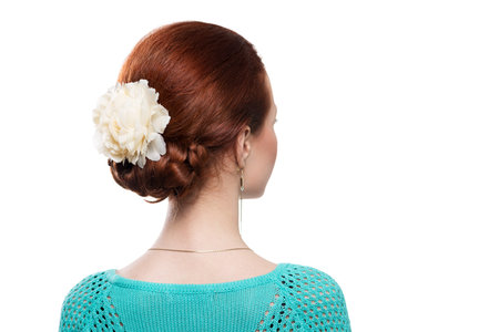 hairstyles redheaded girl in the studio isolated