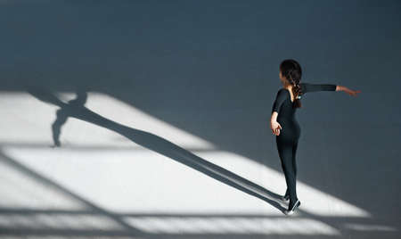 girl dancing in the hall rhythmic gymnasticsの写真素材