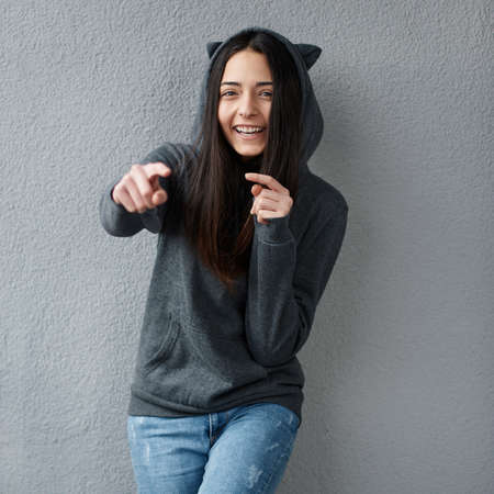 Teen girl mocks of youの写真素材