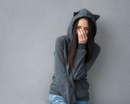 Pretty teenager girl taunts youの写真素材