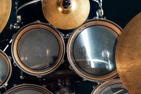 High and mid tom in a drum kit top view. Percussion musical instruments.の写真素材